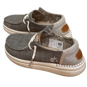 Hey Dude Gray and White | Wendy Rise Woven Slip-On Loafers Women’s Size 6